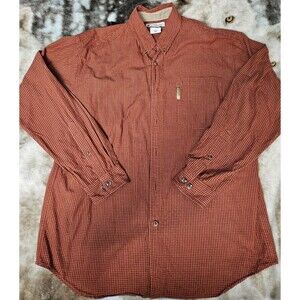 Columbia Shirt Mens L  Rust  Plaid Long Sleeve Cotton Button Down